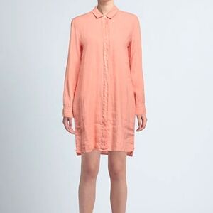 JAMES PERSE Linen Longsleeve Shirt Dress In Salmon Sz S